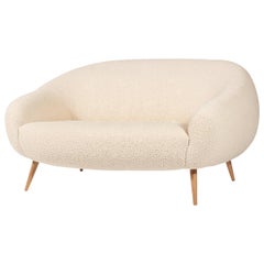 Oscar Niemeyer Inspired Bouclé Fabric 2-Seat Sofa