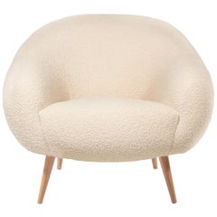 Oscar Niemeyer Midcentury 1950s Inspired Bouclé Fabric Armchair