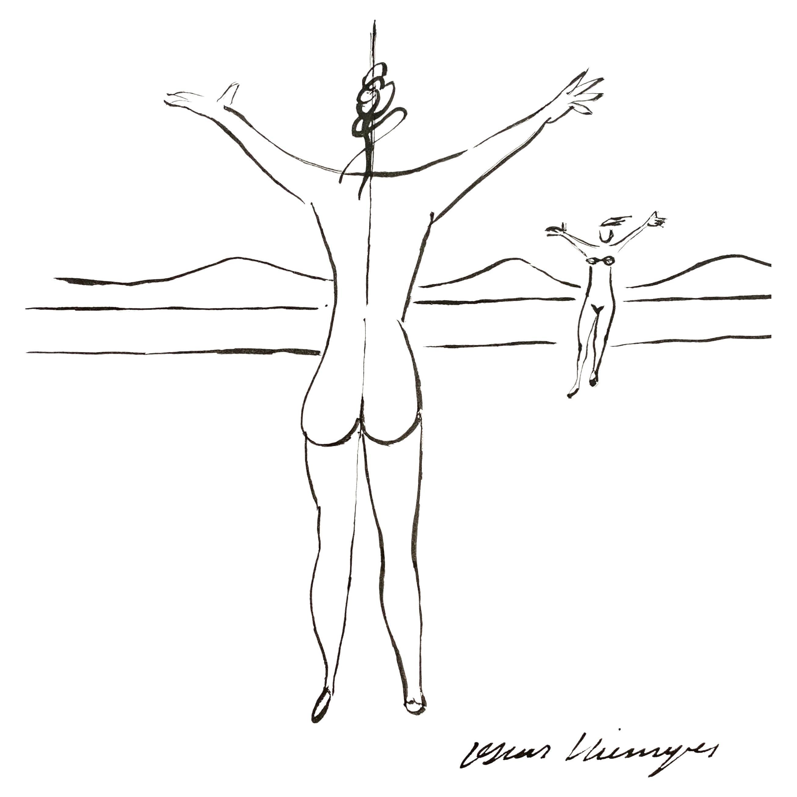 Oscar Niemeyer: Personnage / Ink Drawing '1960s'