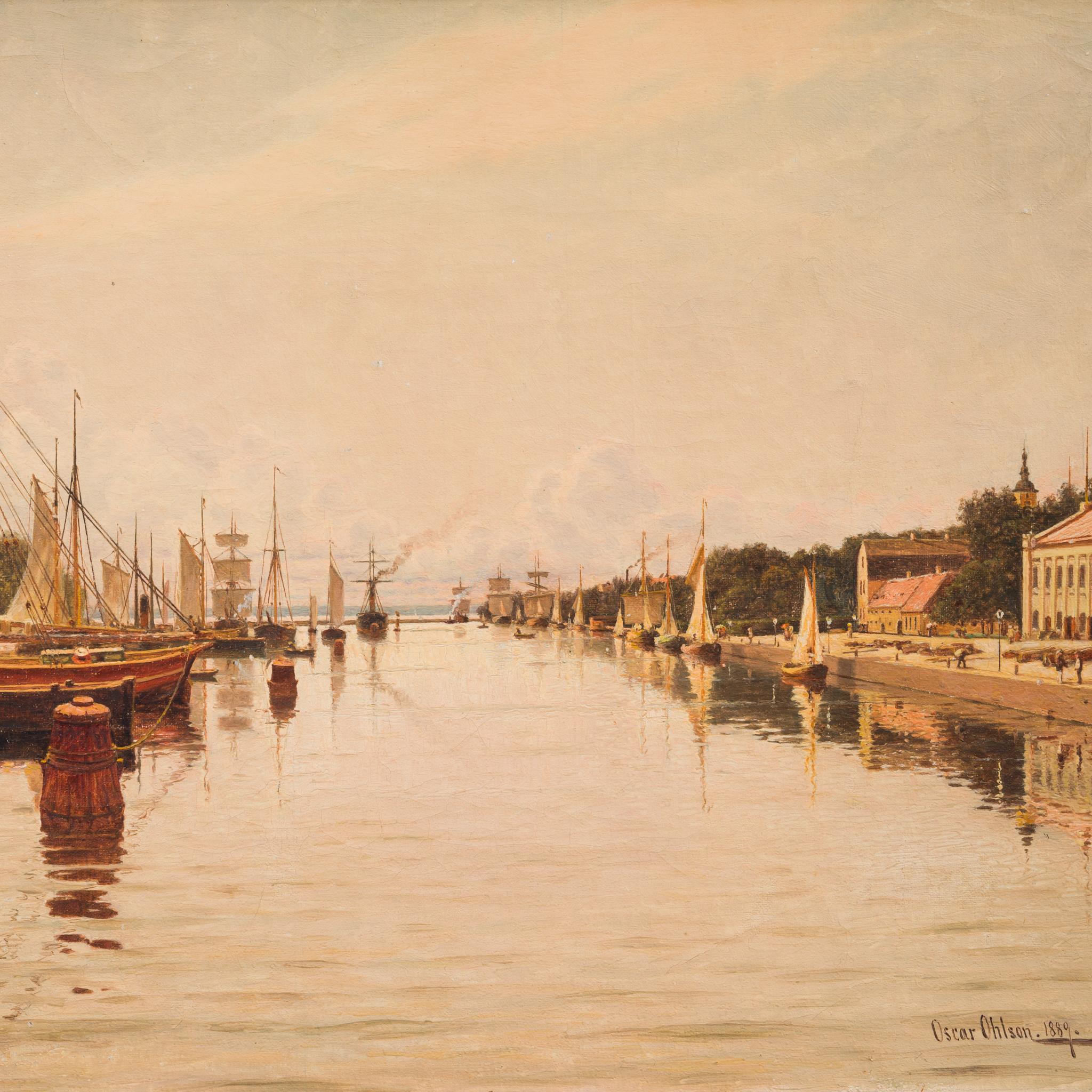 Halmstad Harbour Seen From the North, 1889 For Sale 2