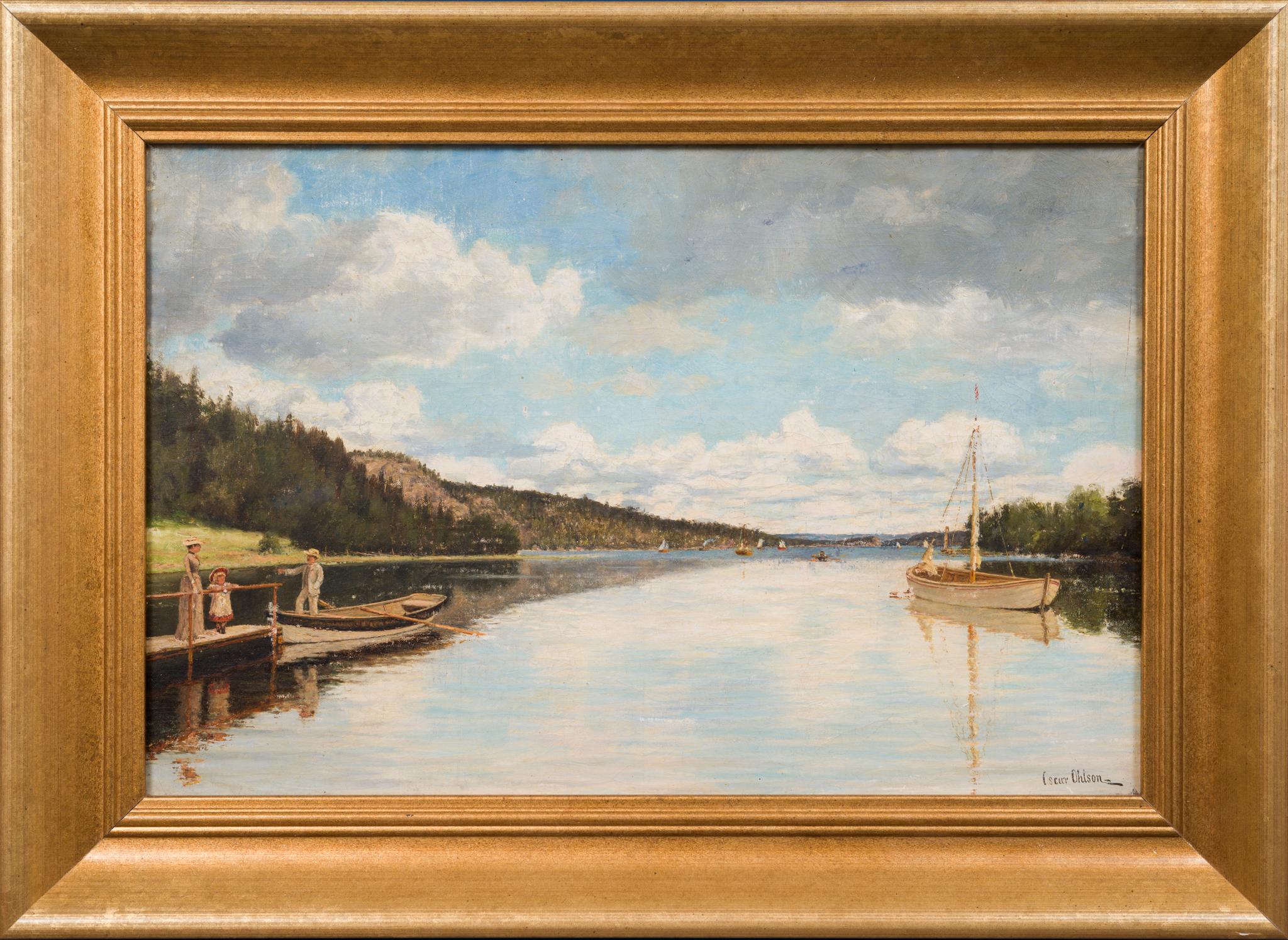 Oscar Ohlson Landscape Painting – Motiv Aus Långälven in Värmland, Schweden. 