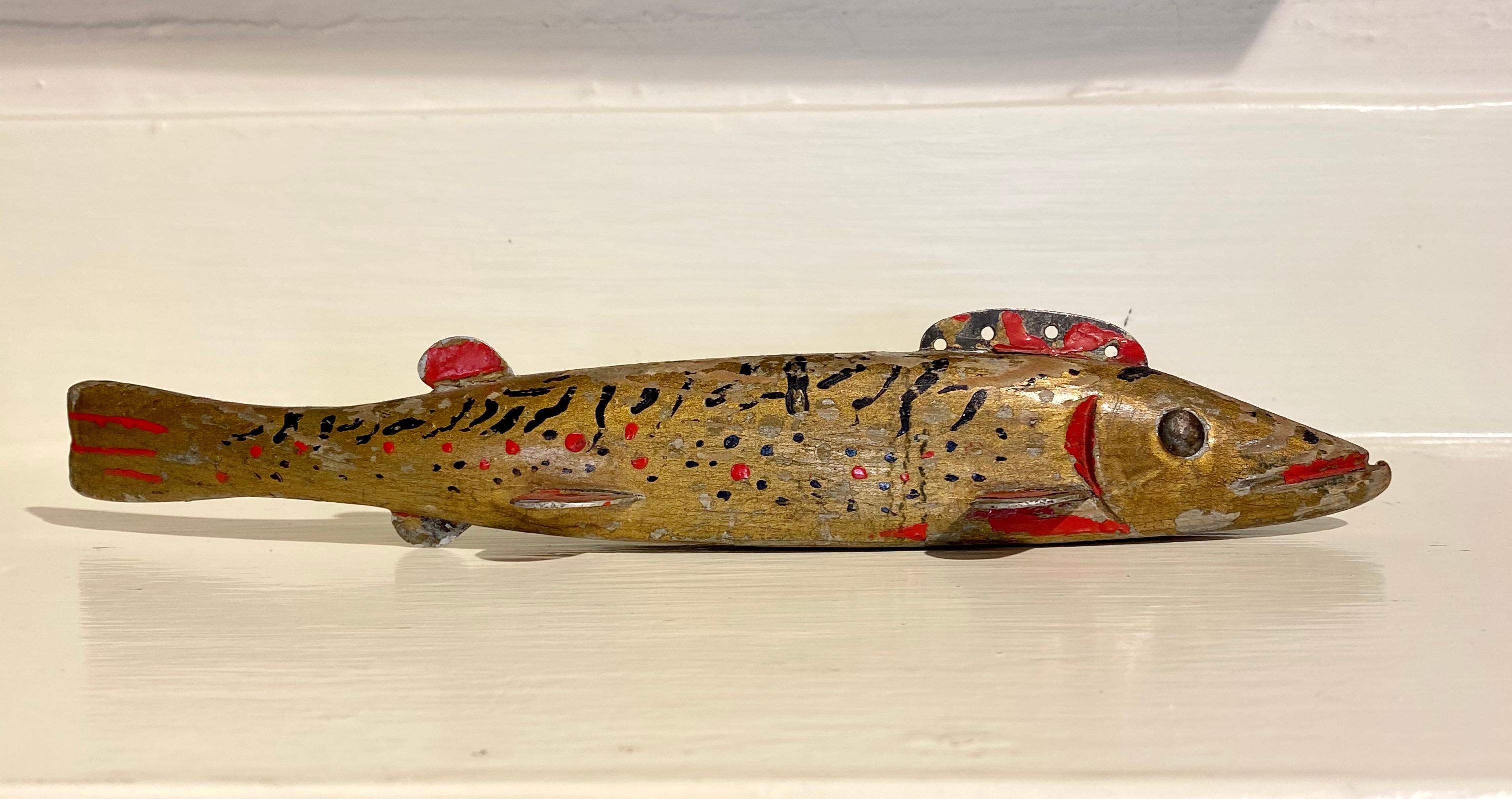 Oscar Peterson Brook Trout Decoy, circa 1920s In Fair Condition In Nantucket, MA