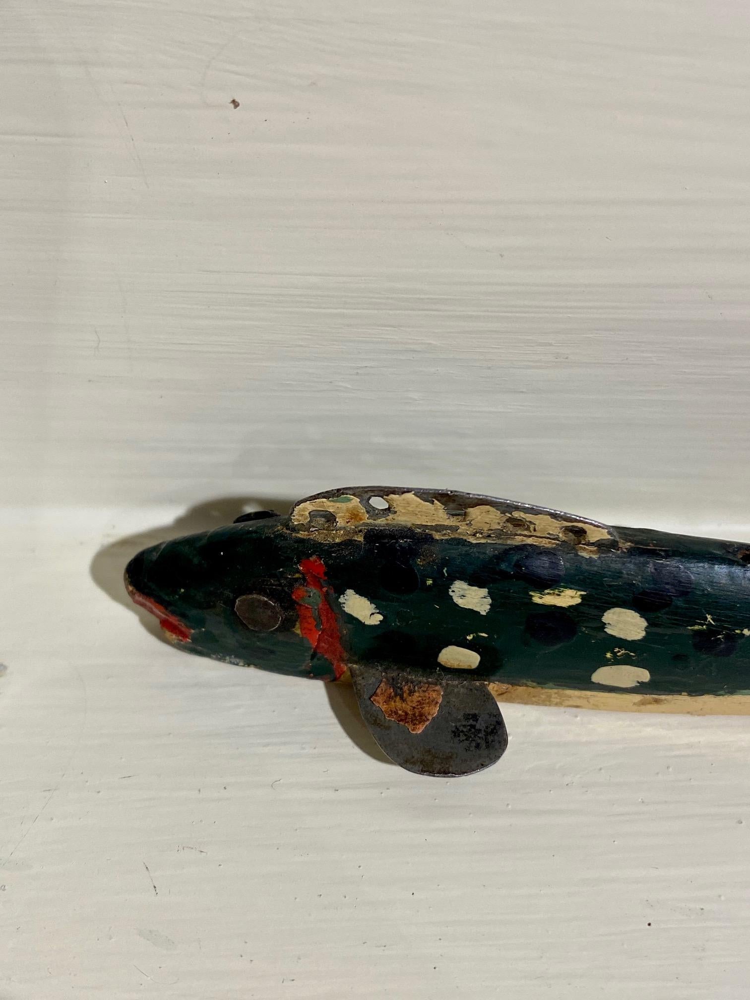 American Oscar Peterson Minnow Decoy Repainted by Jess Ramey, circa 1930 For Sale