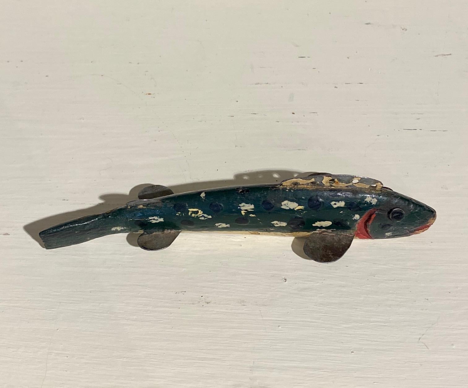 Early 20th Century Oscar Peterson Minnow Decoy Repainted by Jess Ramey, circa 1930 For Sale