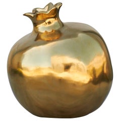 Oscar Pomegranate Ceramic Sculpture with Shiny Gold Finish by Curatedkravet