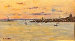 Landschaft von New York City, Ölgemälde mit Freiheitsstatue, New Yorker Hafen, NY