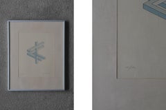 Oscar Reutersvärd, Impossible Figures, Color Lithograph, Framed