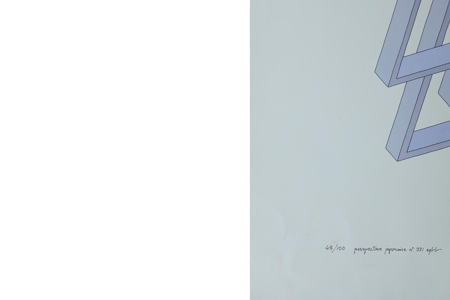 Oscar Reutersvärd, Unmögliche Figuren, Perspective Japonaise No 331, Lithographie (Ende des 20. Jahrhunderts) im Angebot
