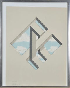 Constructive graphic, by Oscar Reutersvärd. Ofort. 122/150. 31x31 cm