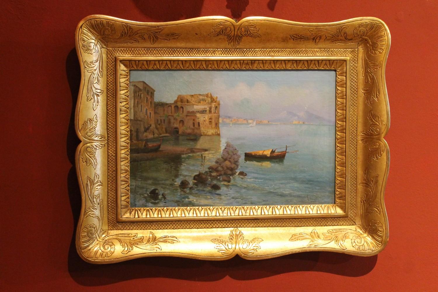 Italian Impressionist 19th Century Oil on Canvas Marine Landscape Painting  4