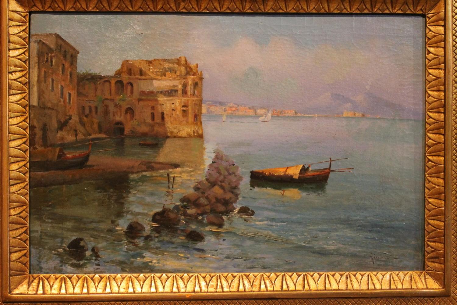 Italian Impressionist 19th Century Oil on Canvas Marine Landscape Painting 3