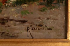 Animated Piazza Scene, Italian Market Square Oil Painting Signed Ricciardi