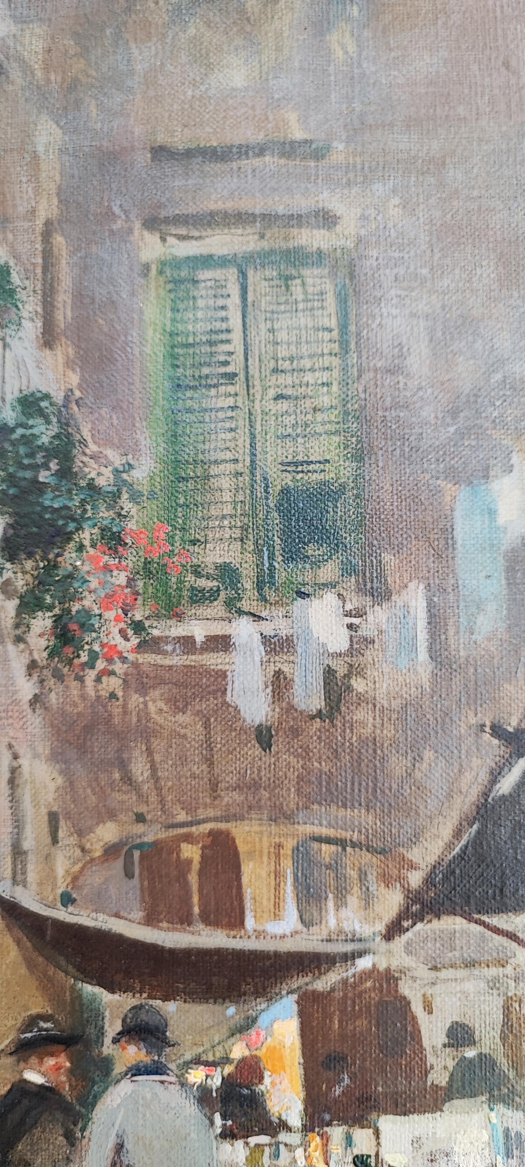 Piccolo mercato vivace di Napoli e vista sul Vesuvio 2