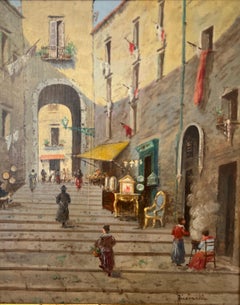 Staircase im alten Neapel Kastanienholzhändler und Antiquitätenhändler