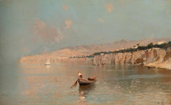 View of Sorrento, Mediterranean Coastal Seascape Oil Painting