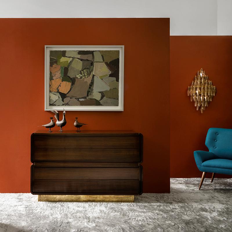 Contemporary Oscar Sideboard or Dresser - Bespoke - Rosewood with Antique Brass Detail For Sale