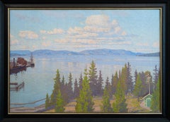 Fjord Landscape by Norwegian Artist Oscar Sivertzen (Sivertsen), Painted 1915