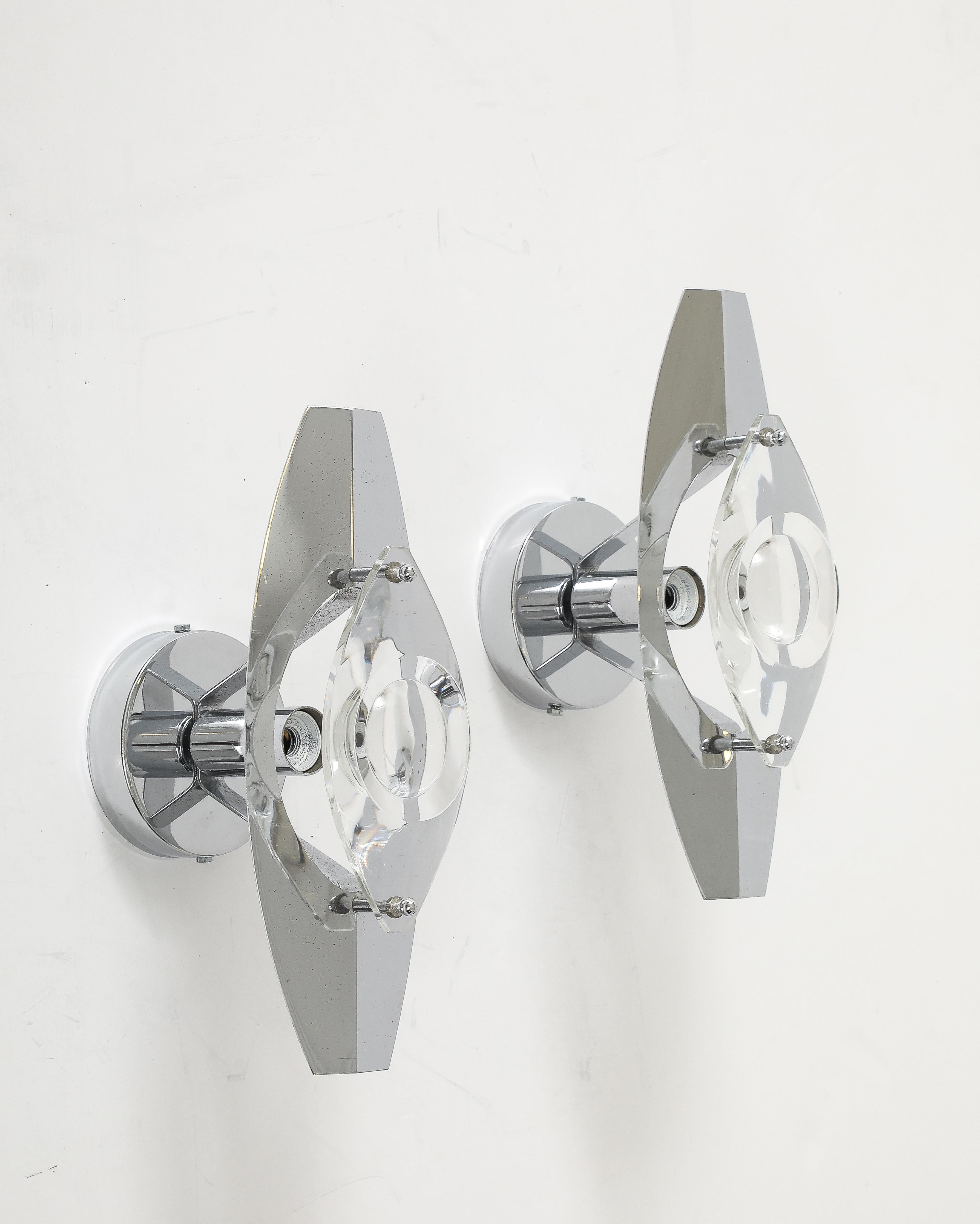 Mid-Century Modern Oscar Tolasco Optic Lens Sconces For Sale