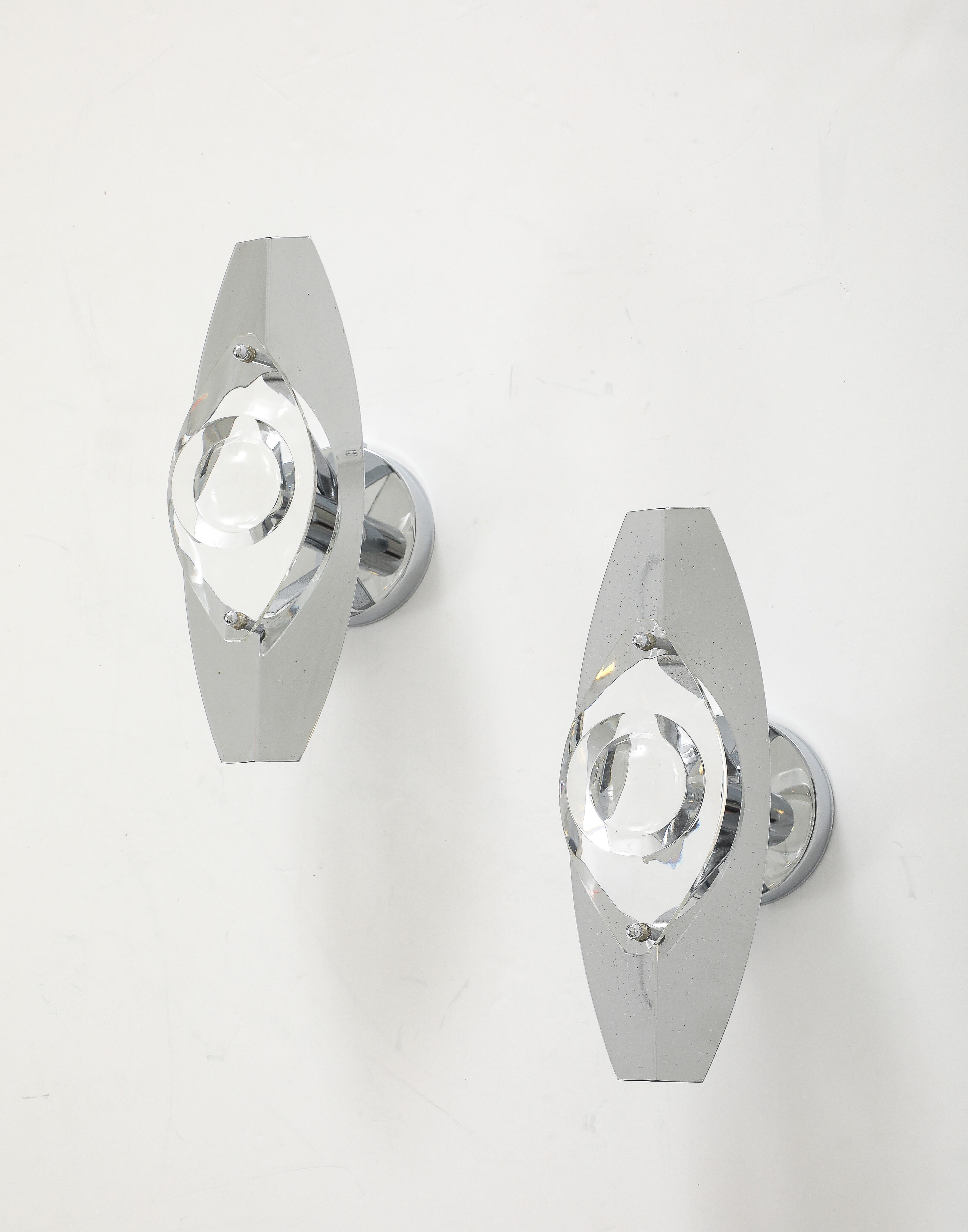 Italian Oscar Tolasco Optic Lens Sconces For Sale