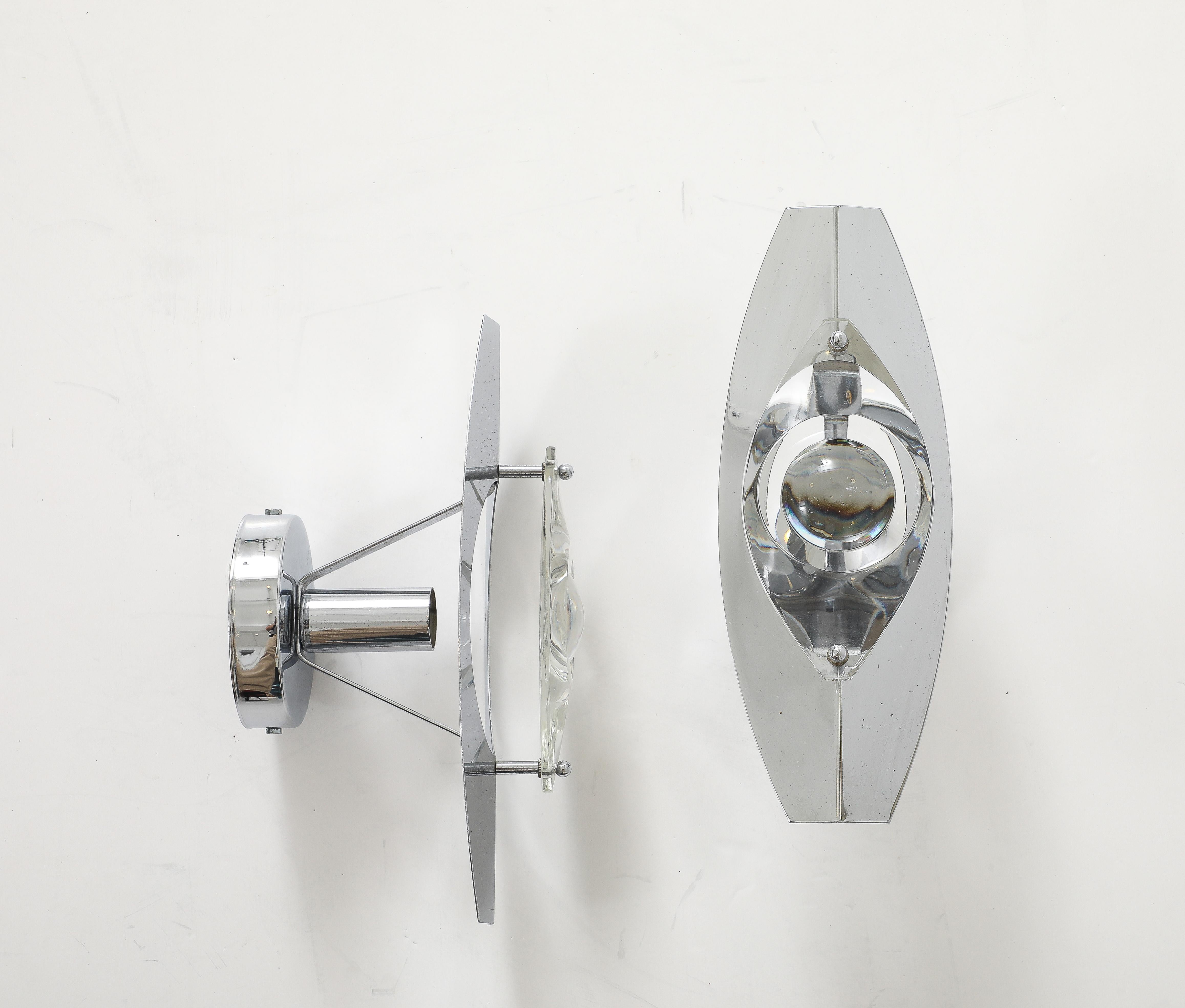 Hand-Crafted Oscar Tolasco Optic Lens Sconces For Sale