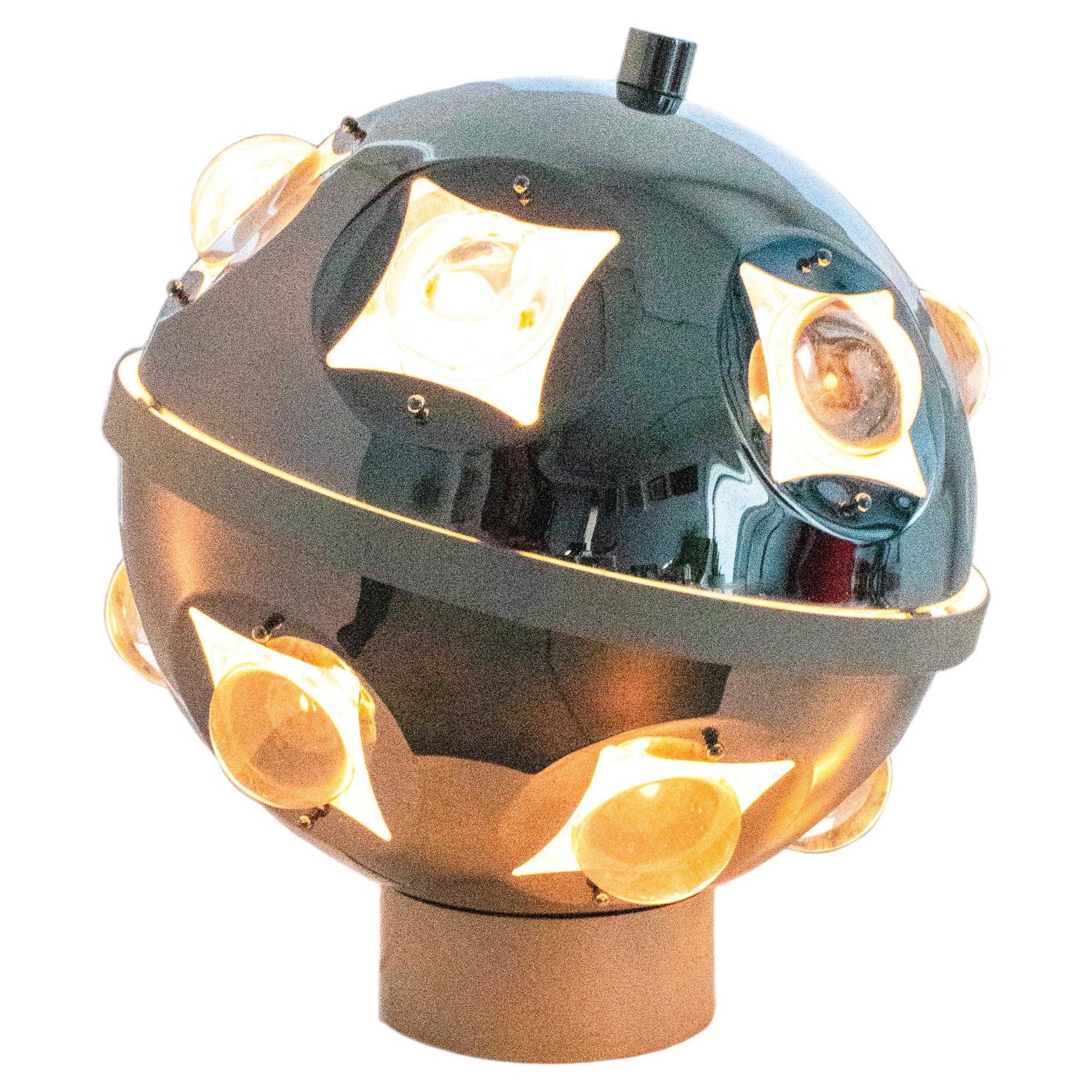 Oscar Torlasco lampe de bureau italienne rare de l'ère spatiale avec éclairages optiques, 1960 en vente