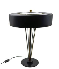 Oscar Torlasco Attrib. Brass and Painted Metal Table Lamp, Italy 1960s