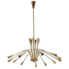 Oscar Torlasco Brass Chandelier, 1950s