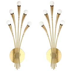 Oscar Torlasco Brushed Brass 5 Arm Sconces