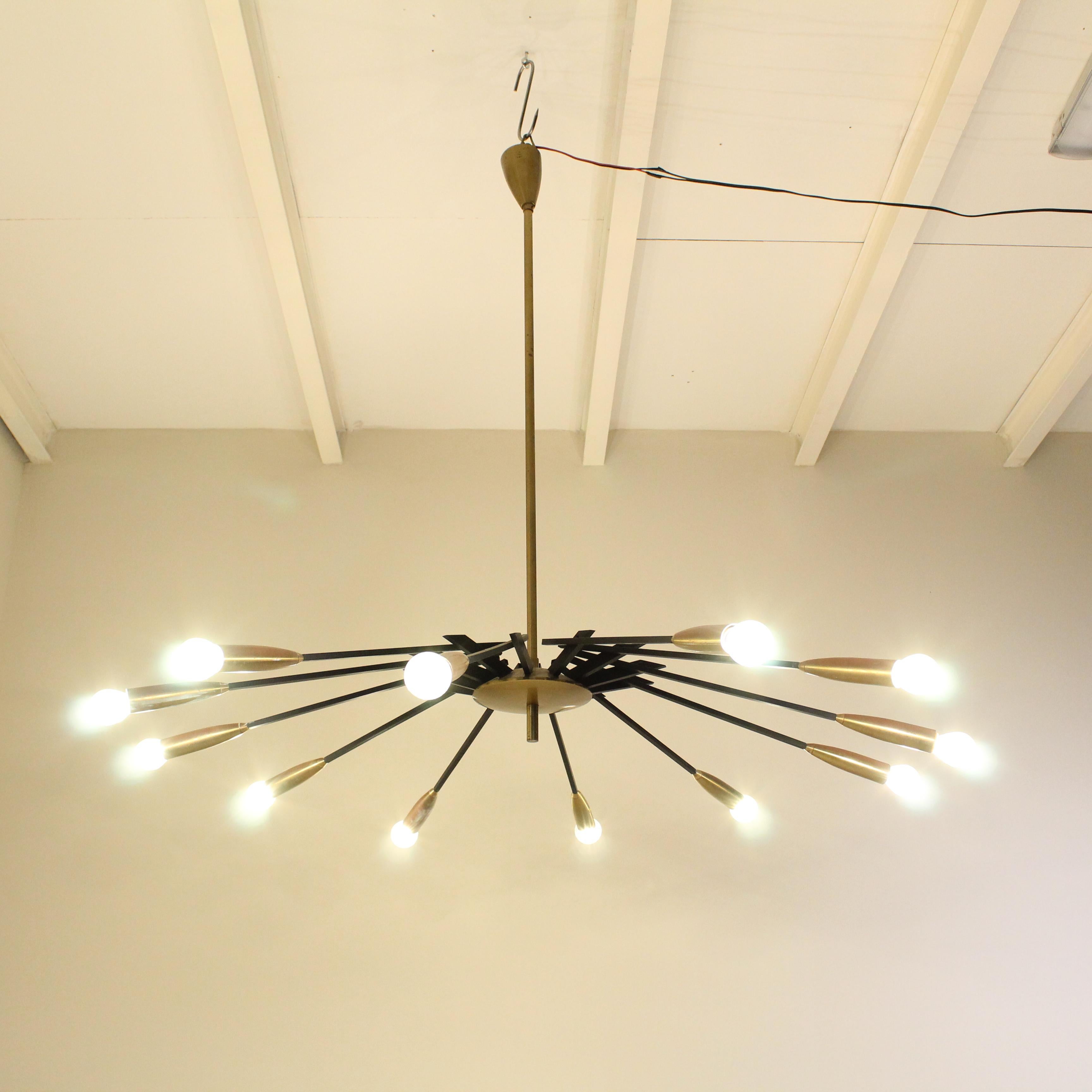 Oscar Torlasco ceiling lamp, Brass and metal  For Sale 5