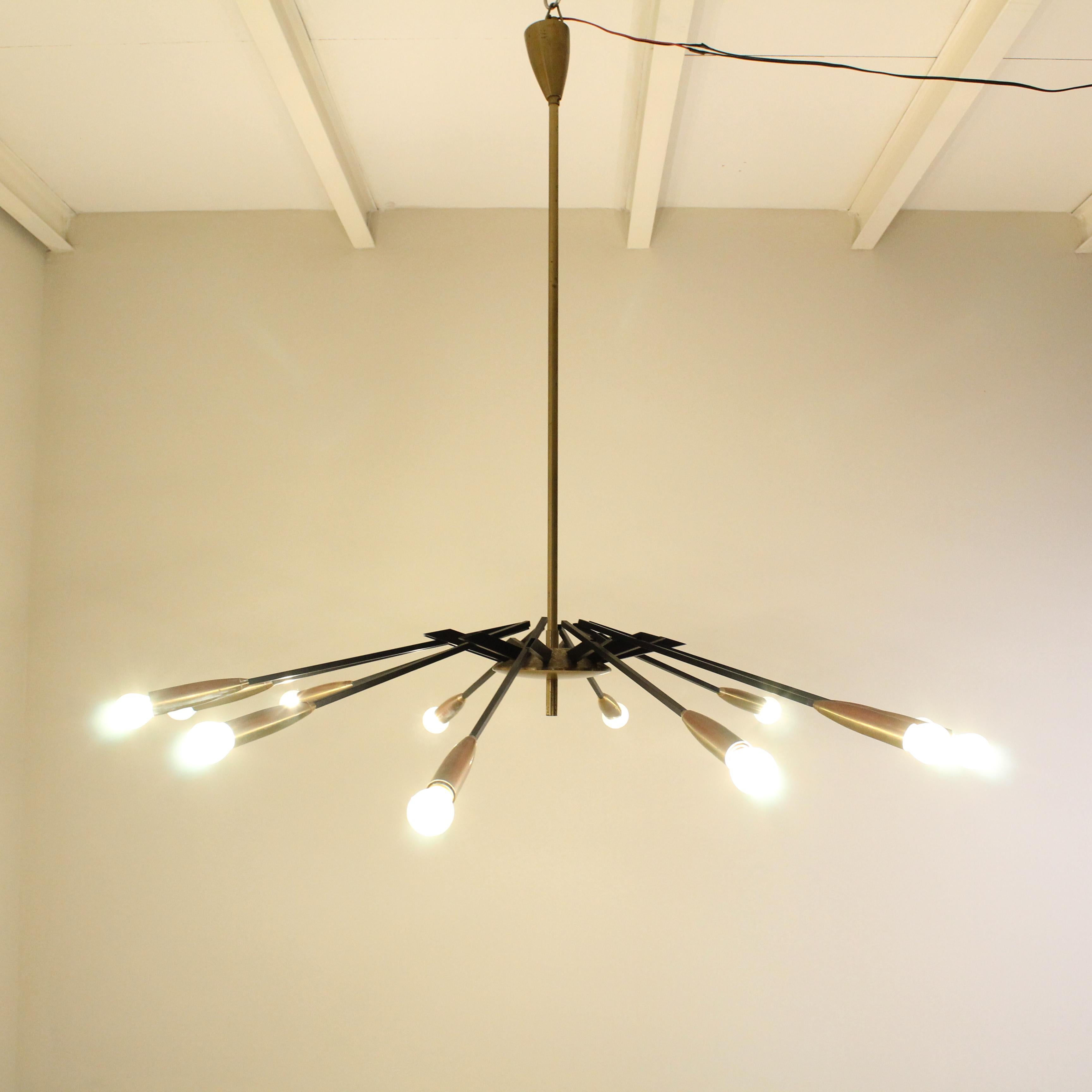 Oscar Torlasco ceiling lamp, Brass and metal  For Sale 8