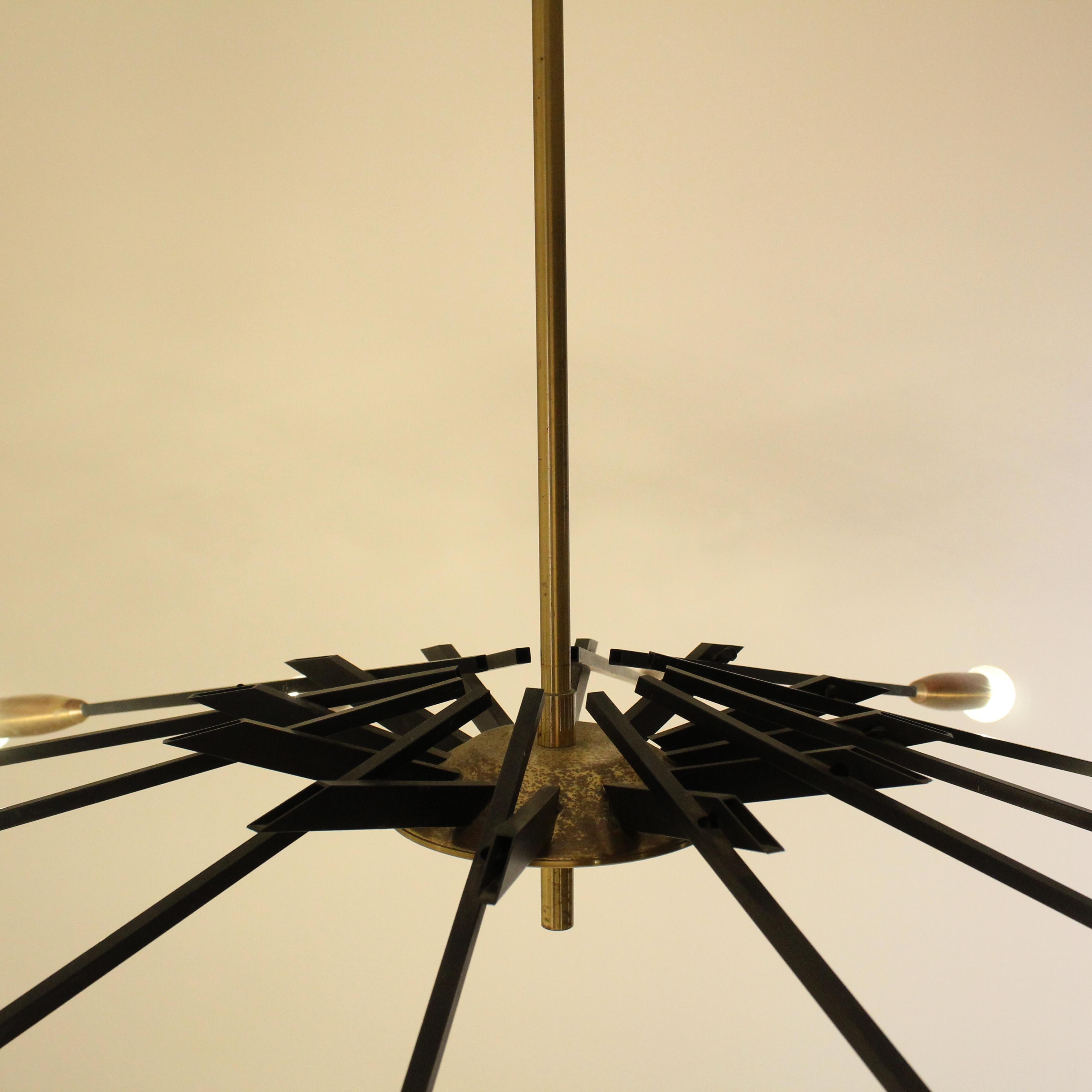 Oscar Torlasco ceiling lamp, Brass and metal  For Sale 2