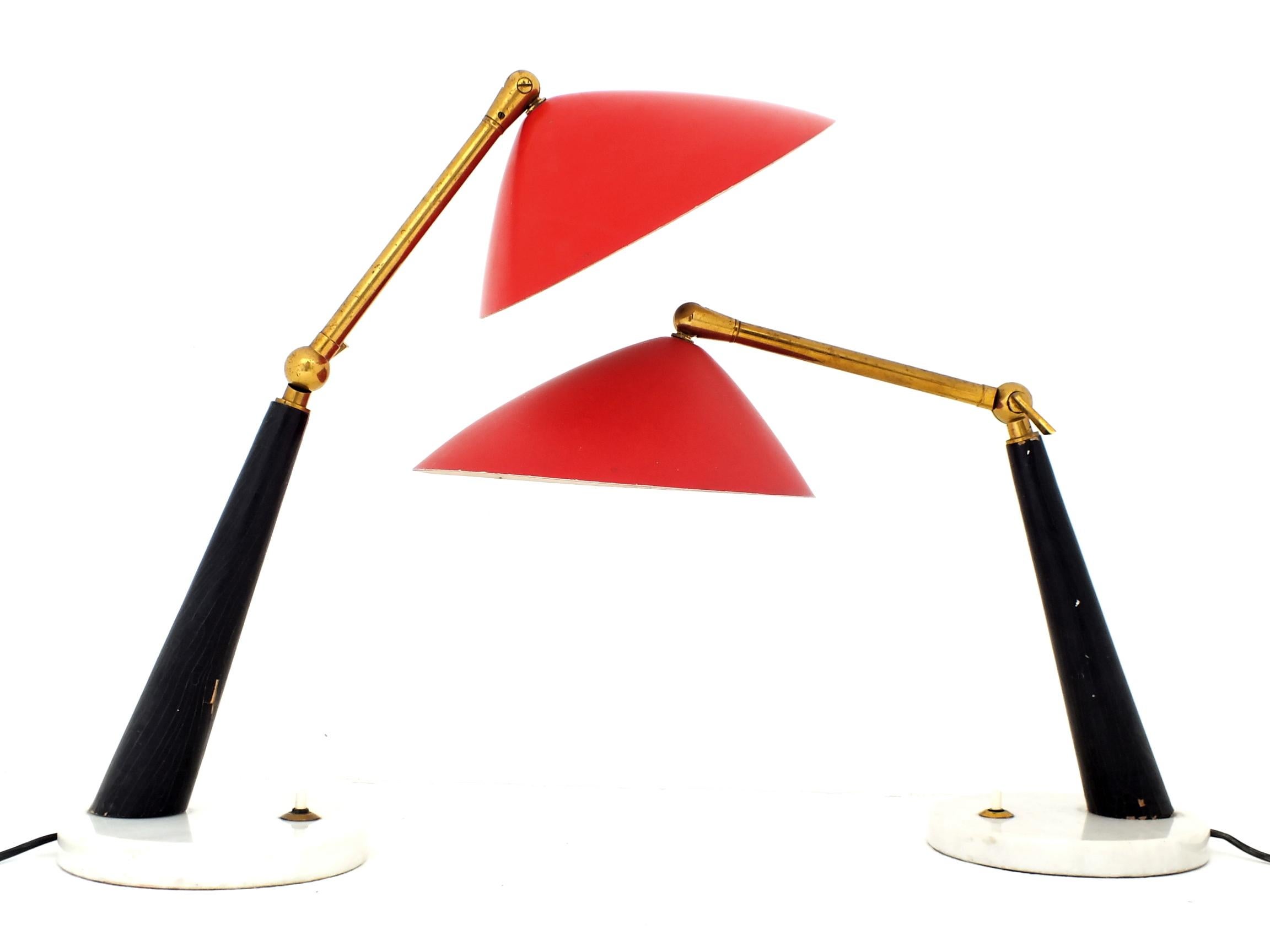 Oscar Torlasco Design for Stilux Italy in Years 55 One ofTwo Table/Desk Lamp red For Sale 4