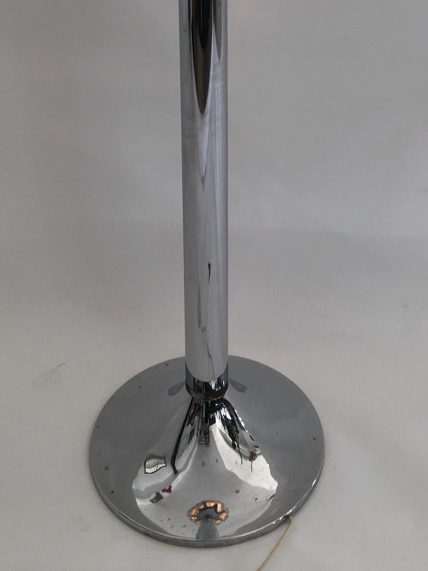 Italian Oscar Torlasco Floor Lamp in Chromed Steel, Crystal