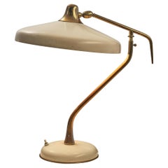 Oscar Torlasco for Lumi Desk Lamp in Brass and Beige Coated Metal