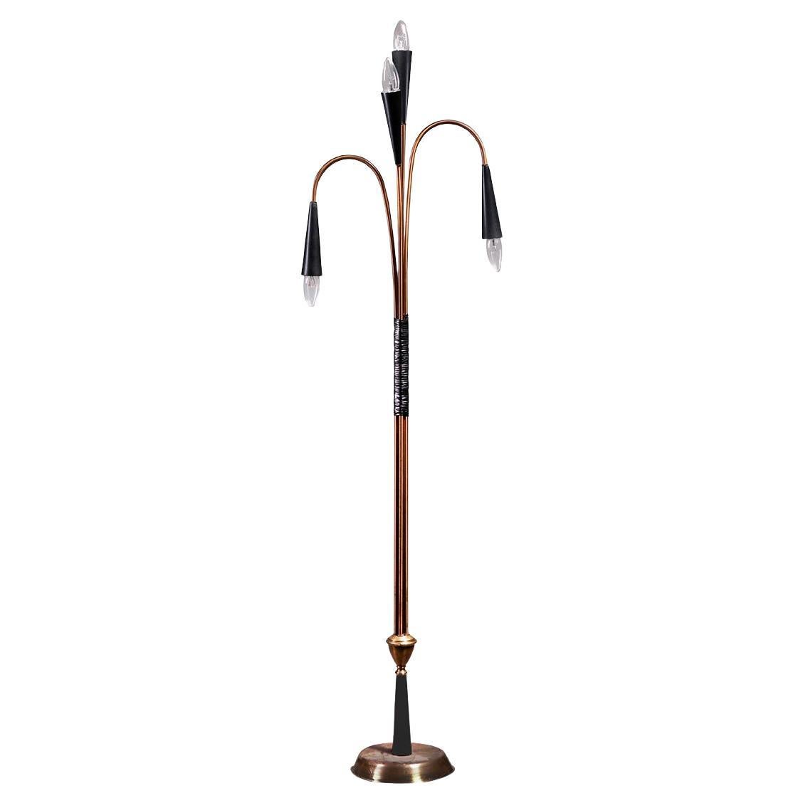 Oscar Torlasco for Lumi Floor Lamp in Brass, 1960s