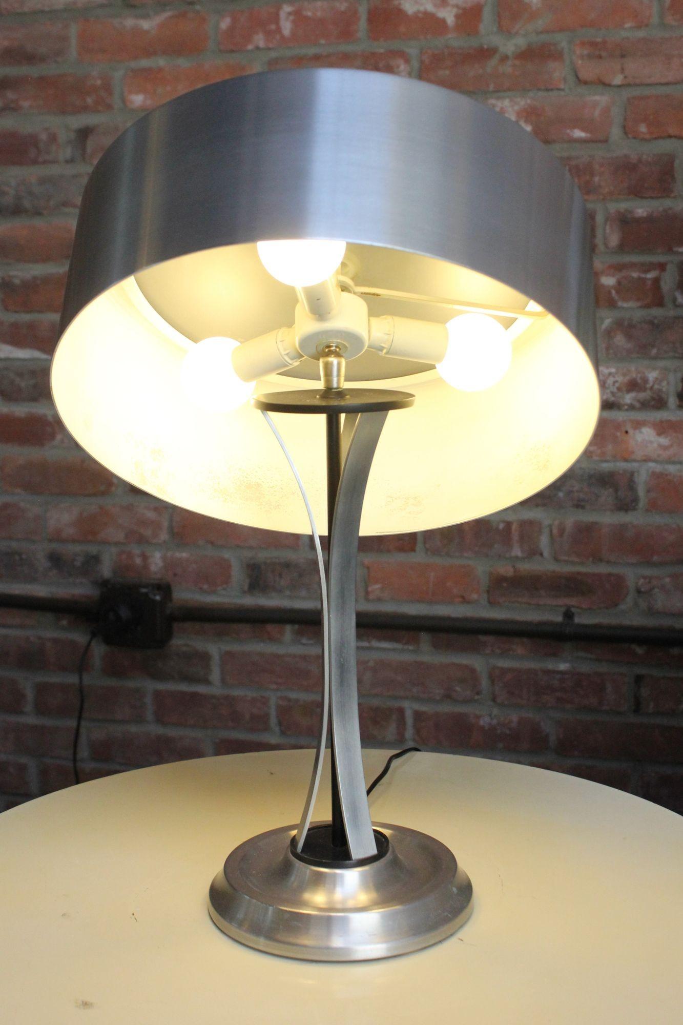 Mid-Century Modern Oscar Torlasco for Lumi Italian Modern Adjustable Aluminum and Glass Table Lamp For Sale