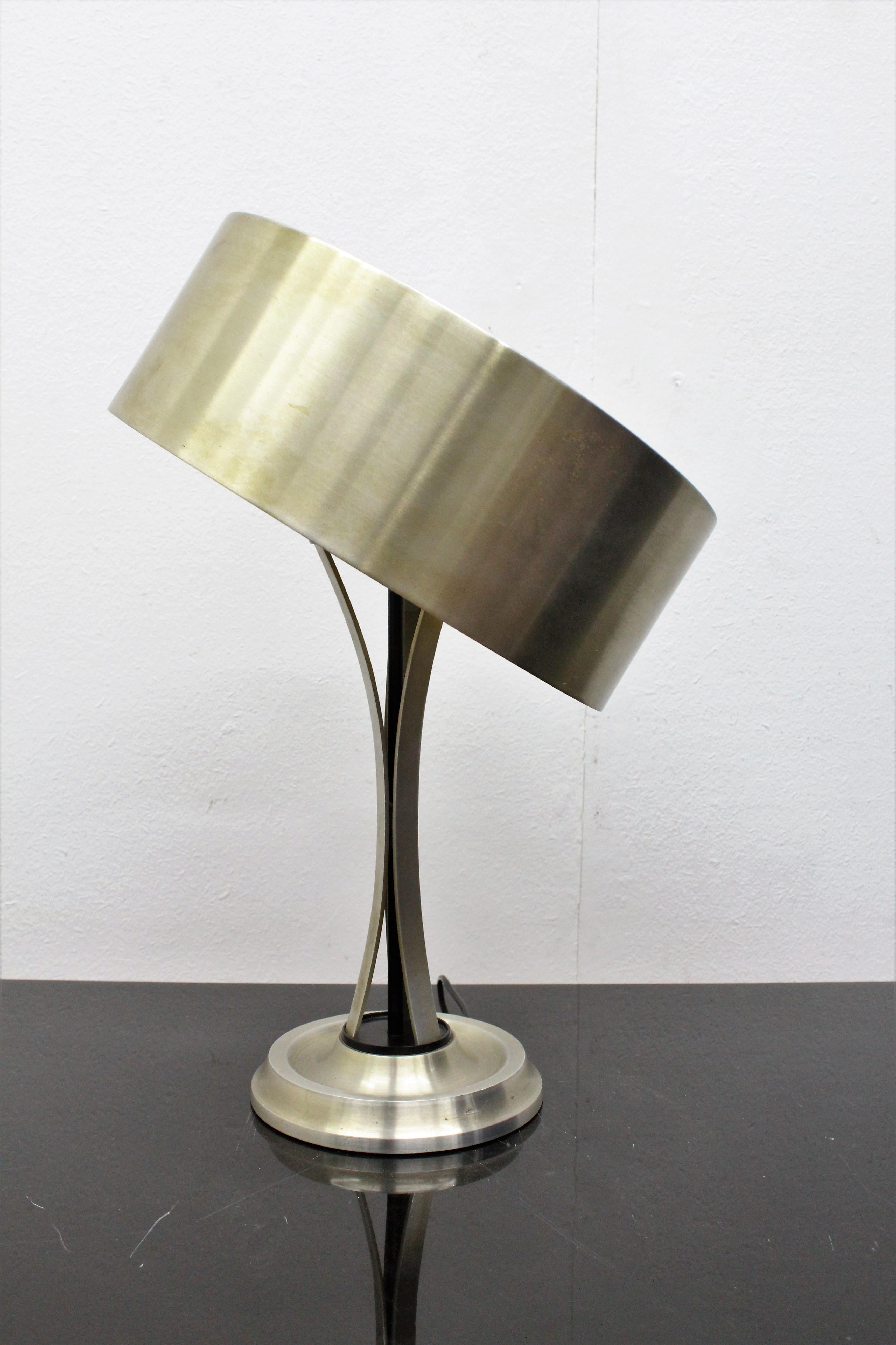 Nickel Oscar Torlasco Mid-Century Steel Table Lamp  Mod. 790 for LUMI Milano 1950 