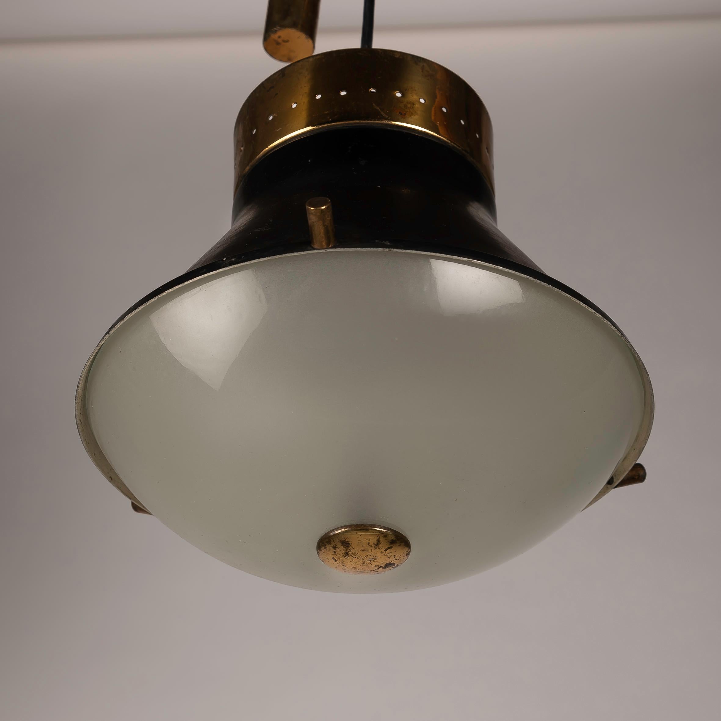 Aluminum Oscar Torlasco for Lumi Milano counterweight pendant lamp 1950s For Sale