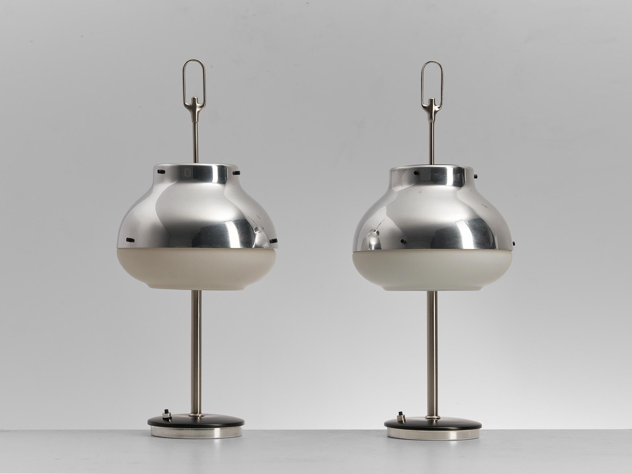 Oscar Torlasco For Lumi Milano Table Lamps with Opaline Glass 1