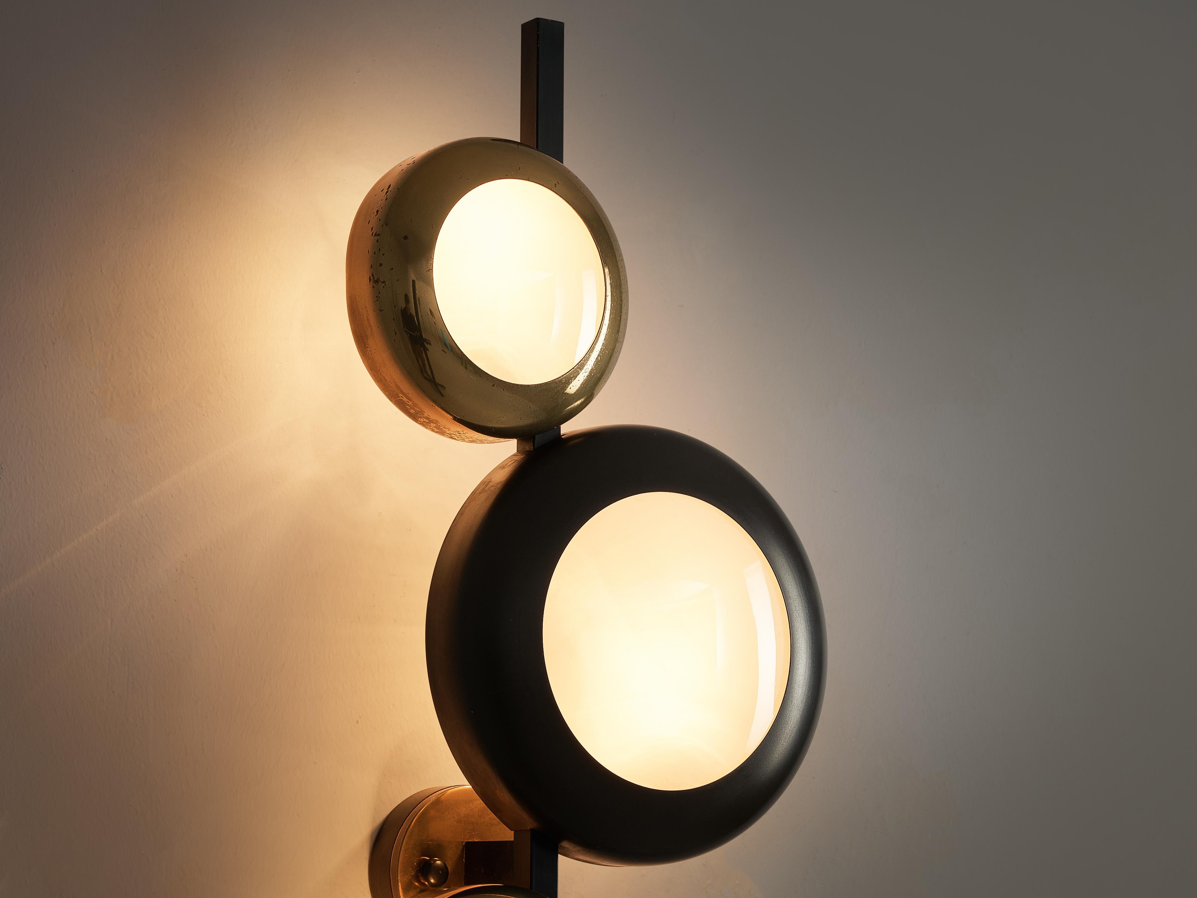 Painted Oscar Torlasco for Lumi Milano Wall Lamp in Brass, Glass and Metal