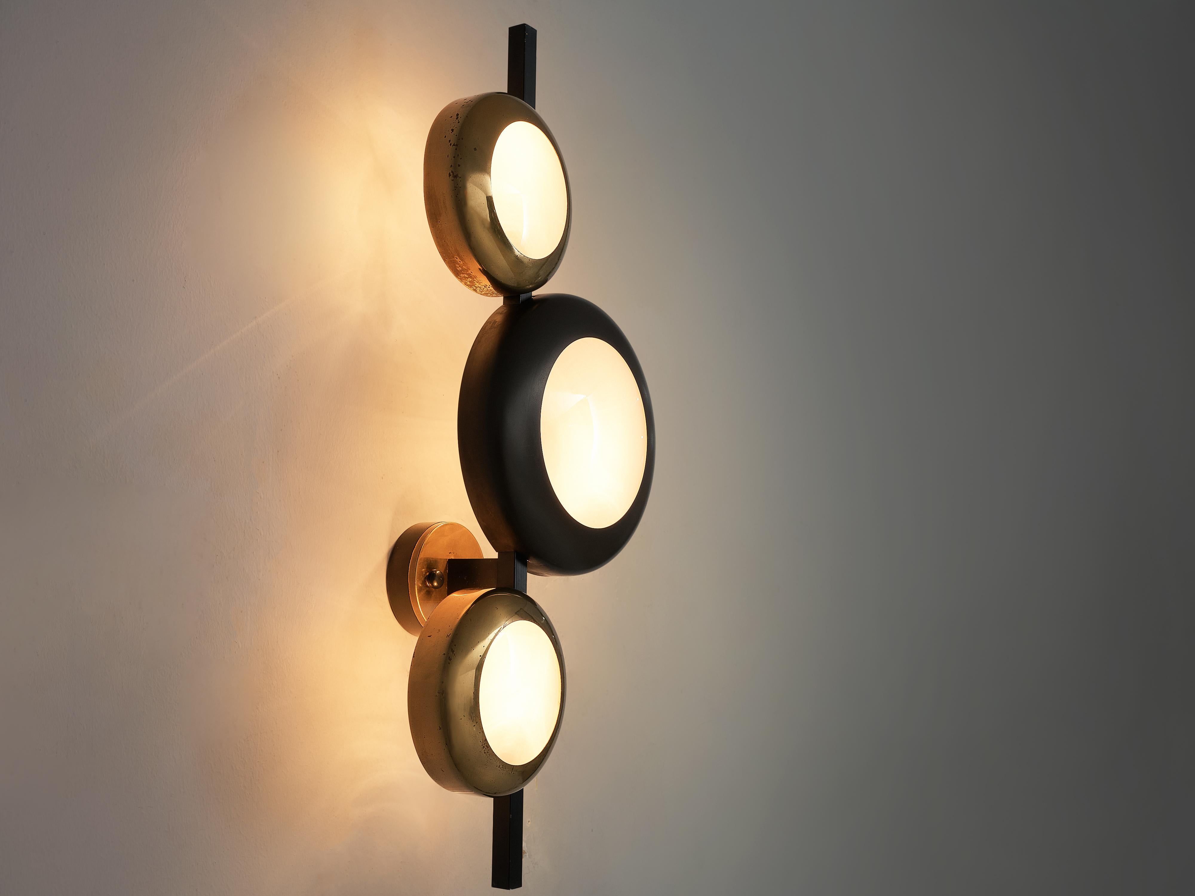 Mid-20th Century Oscar Torlasco for Lumi Milano Wall Lamp in Brass, Glass and Metal