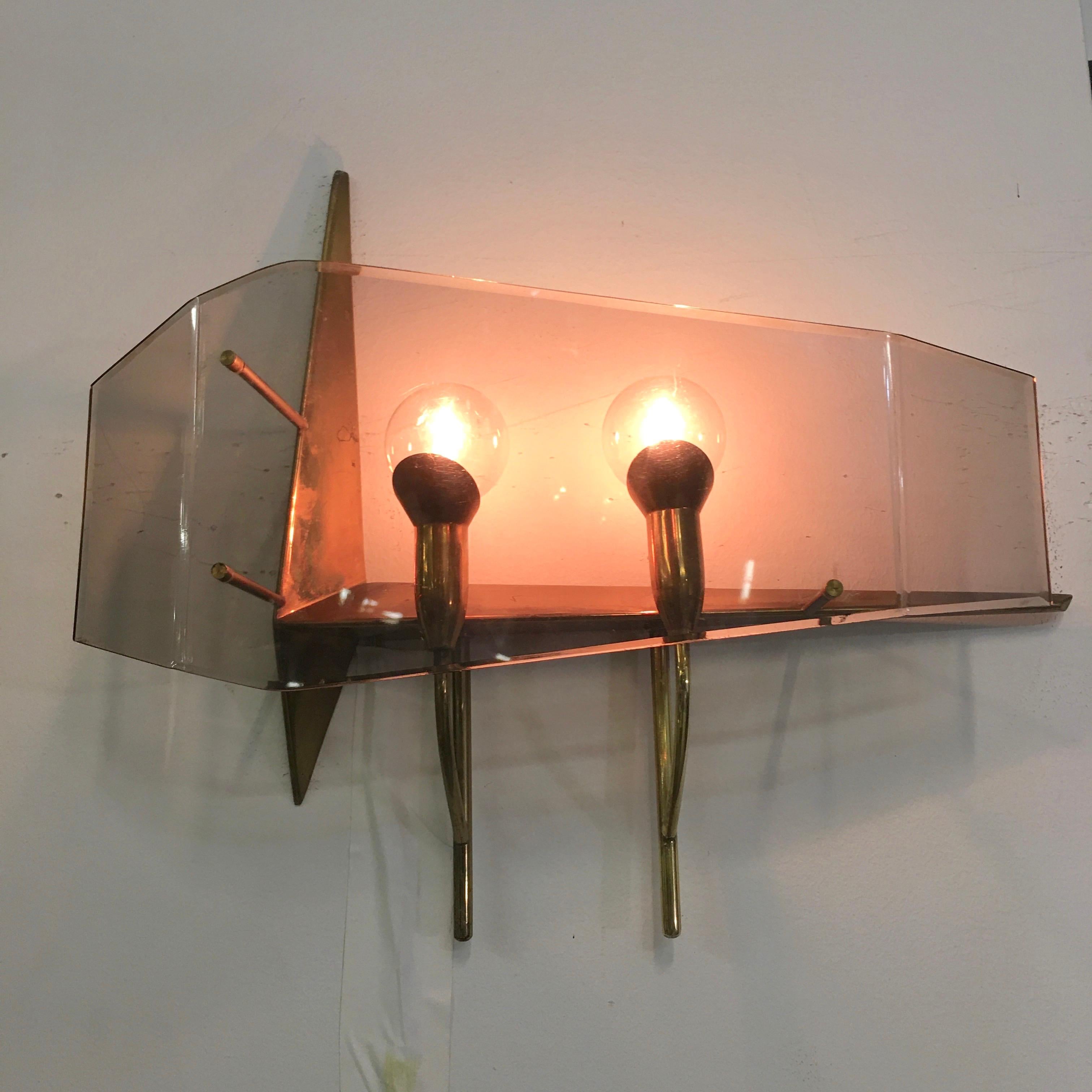 Oscar Torlasco for Stilux Milano Pair of Sconces In Good Condition For Sale In Hanover, MA