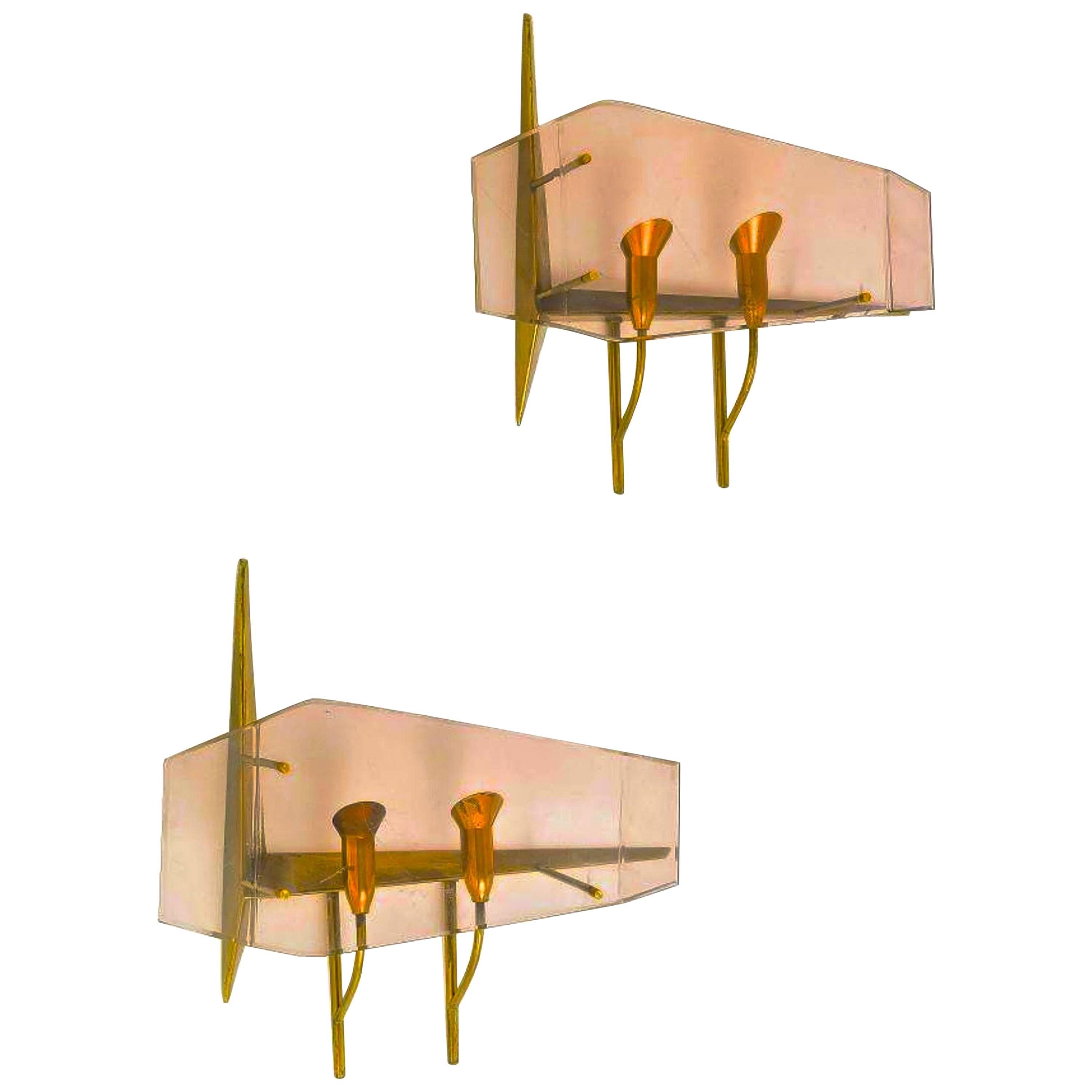 Oscar Torlasco for Stilux Milano Pair of Sconces