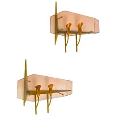 Retro Oscar Torlasco for Stilux Milano Pair of Sconces