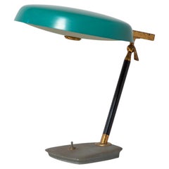 Oscar Torlasco Green and Brass Model 534/S Adjustable Table or Desk Lamp