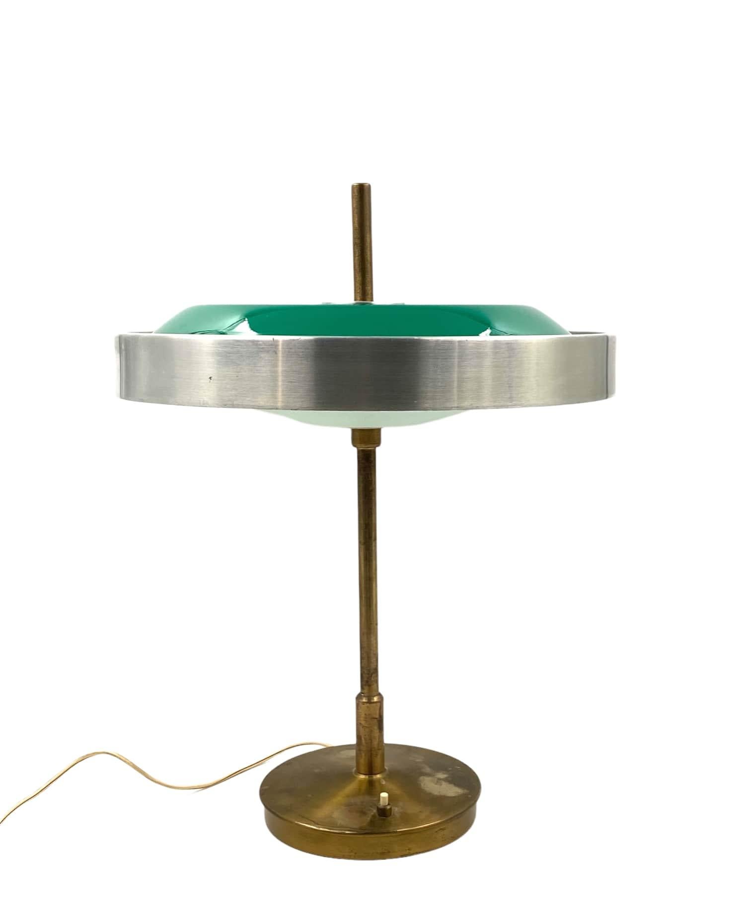 Oscar Torlasco, Important Brass and Glass Table / Desk Lamp, Prod. Lumi, 1960 Ca For Sale 3
