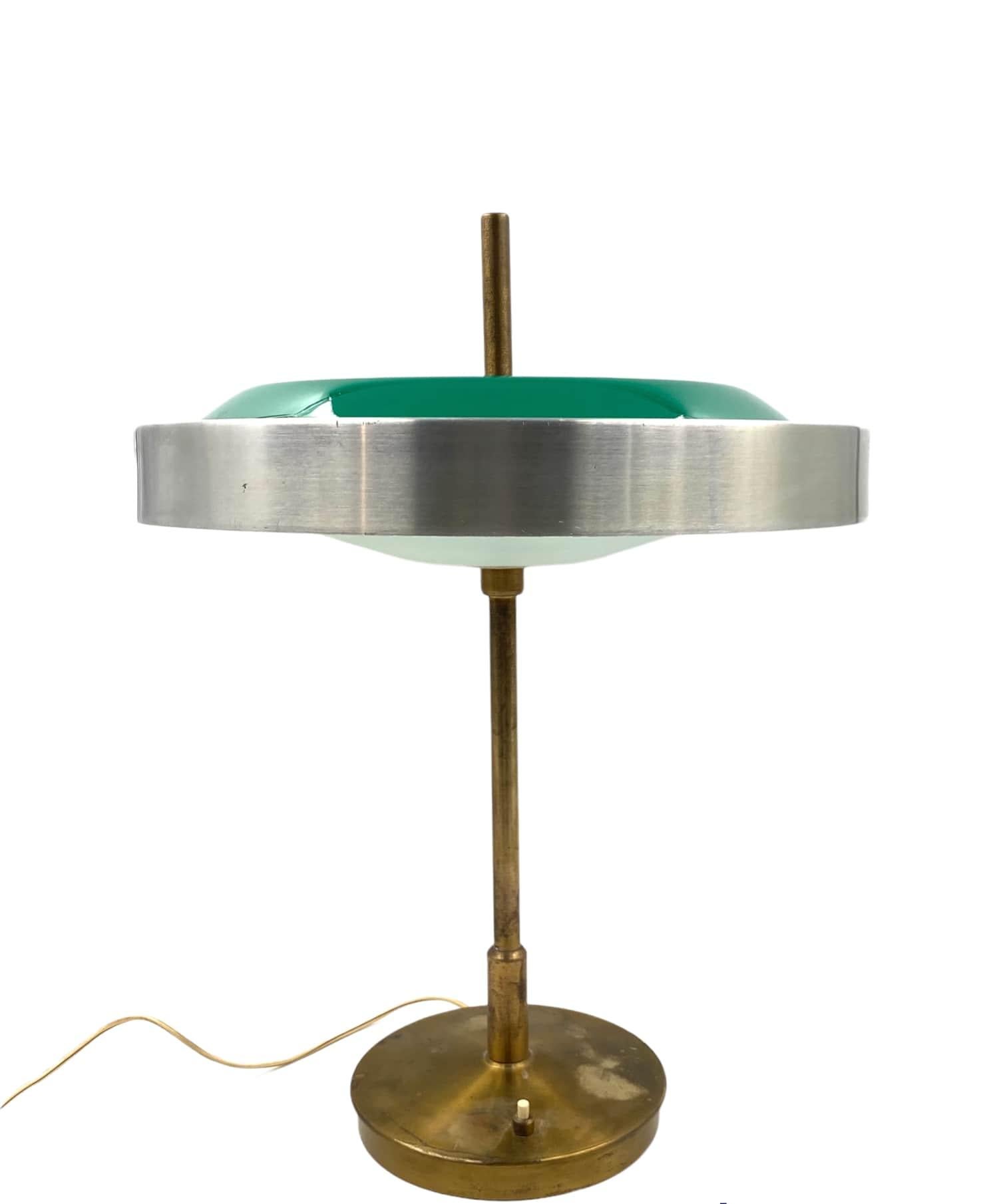 Oscar Torlasco, Important Brass and Glass Table / Desk Lamp, Prod. Lumi, 1960 Ca For Sale 6