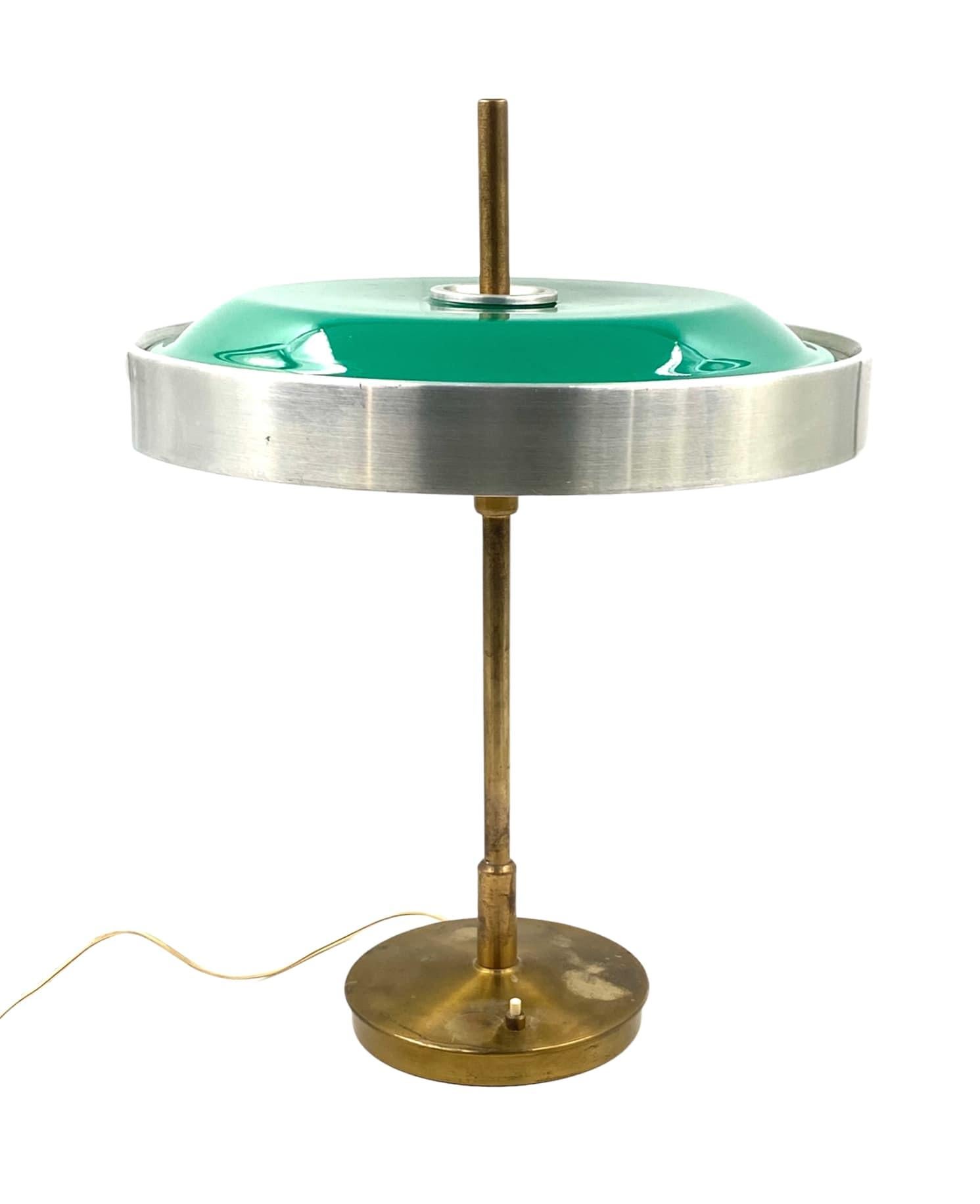 Oscar Torlasco, Important Brass and Glass Table / Desk Lamp, Prod. Lumi, 1960 Ca For Sale 8