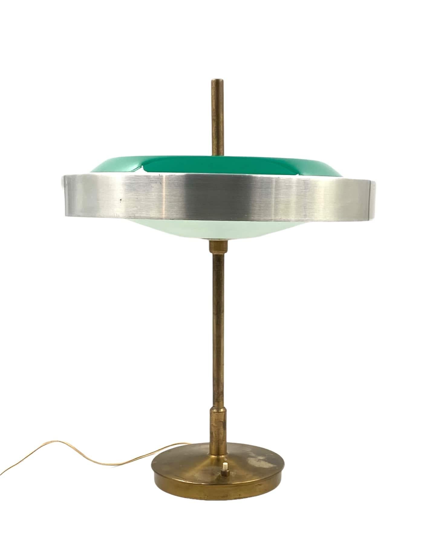 Oscar Torlasco, Important Brass and Glass Table / Desk Lamp, Prod. Lumi, 1960 Ca For Sale 9