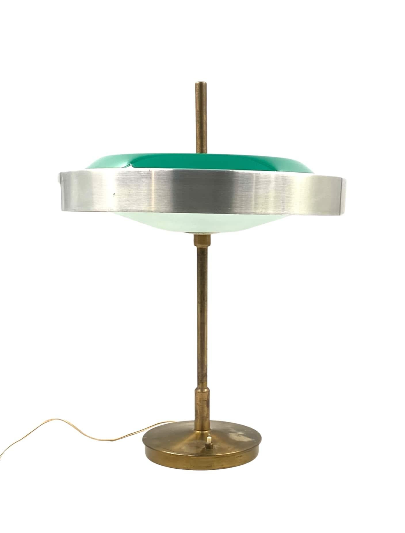 Oscar Torlasco, Important Brass and Glass Table / Desk Lamp, Prod. Lumi, 1960 Ca For Sale 11